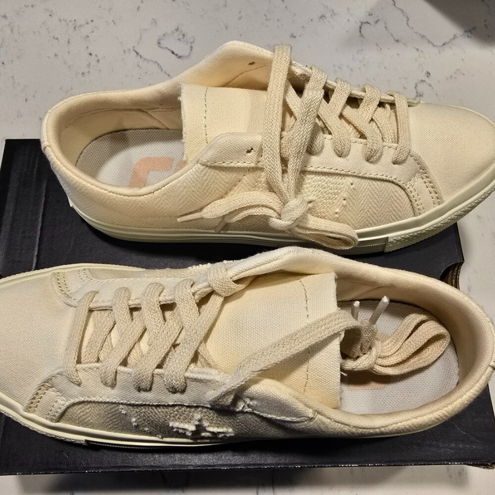 Converse One Star Pro OX Vintage Low Sneakers Herringbone Beige Women's 7 NEW - Picture 4 of 9